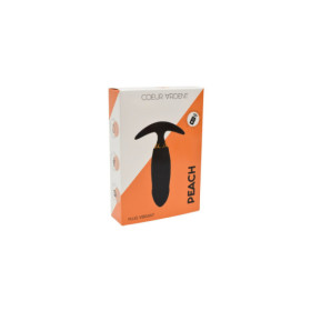 PEACH, Plug Vibrant noir long USB avec télécommande, dans un silicone médical doux et lisse